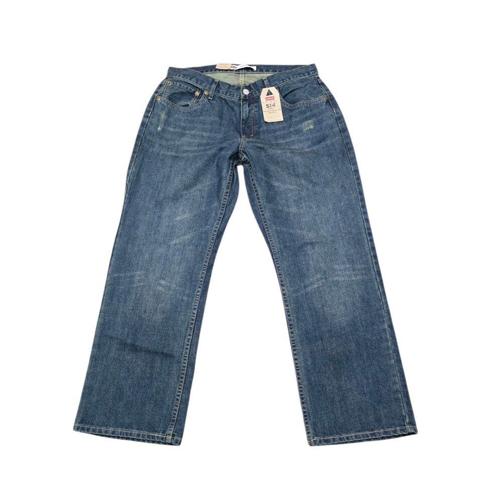 Levi's 514 Straight Jeans Boys 16 Husky W34 L28 Blue Medium Wash Denim New